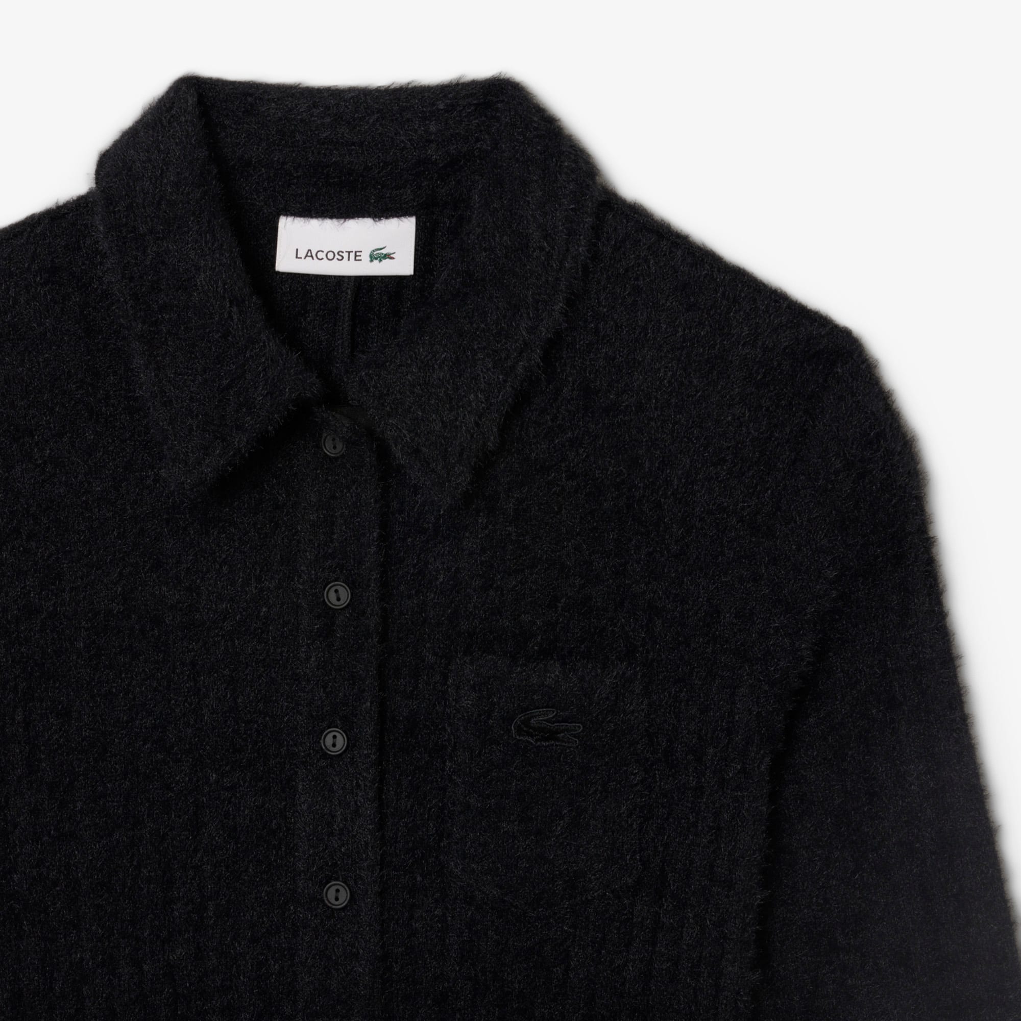 Women's Fuzzy Ribbed Knit Polo Collar Dress