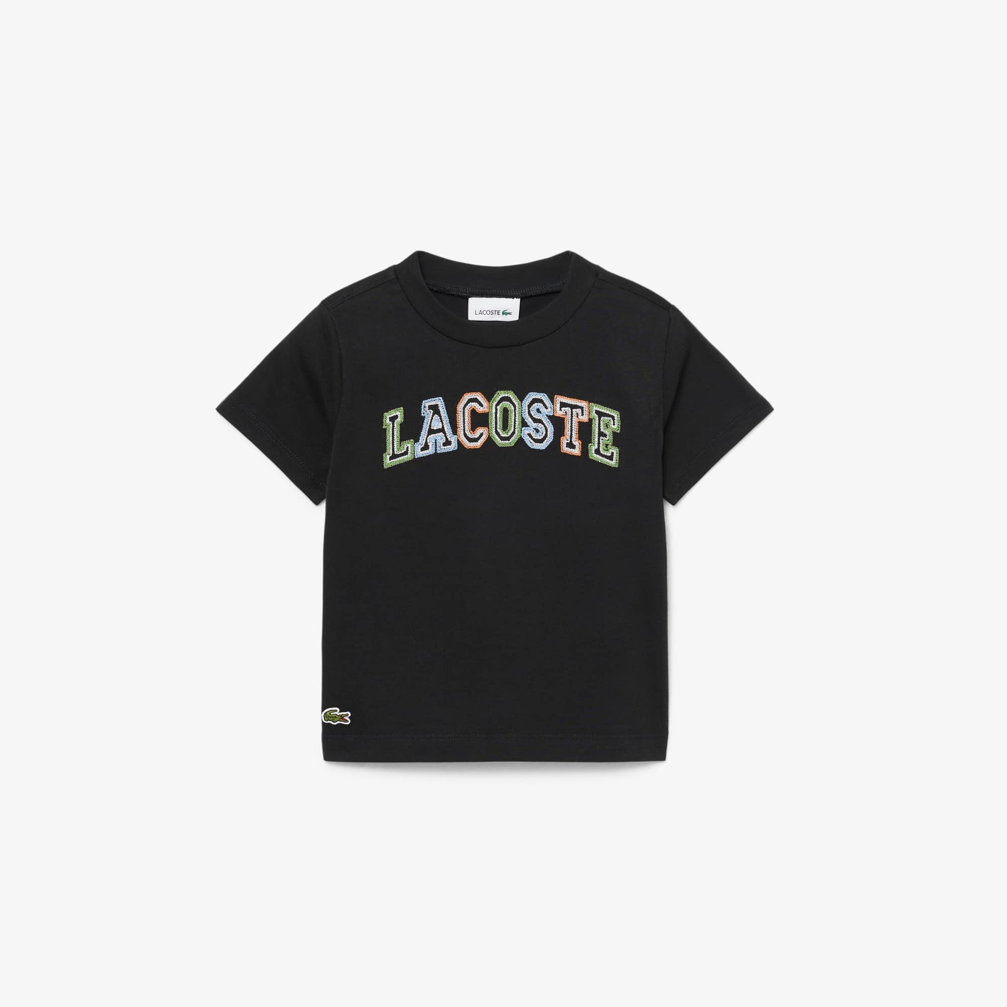 Lacoste Embroidered Cotton T-shirt - 2 Years In Black