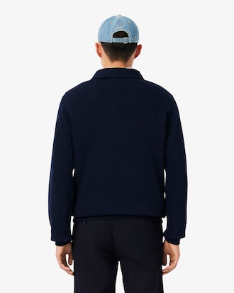 Men's Ribbed Cotton Polo Collar Sweatshirt