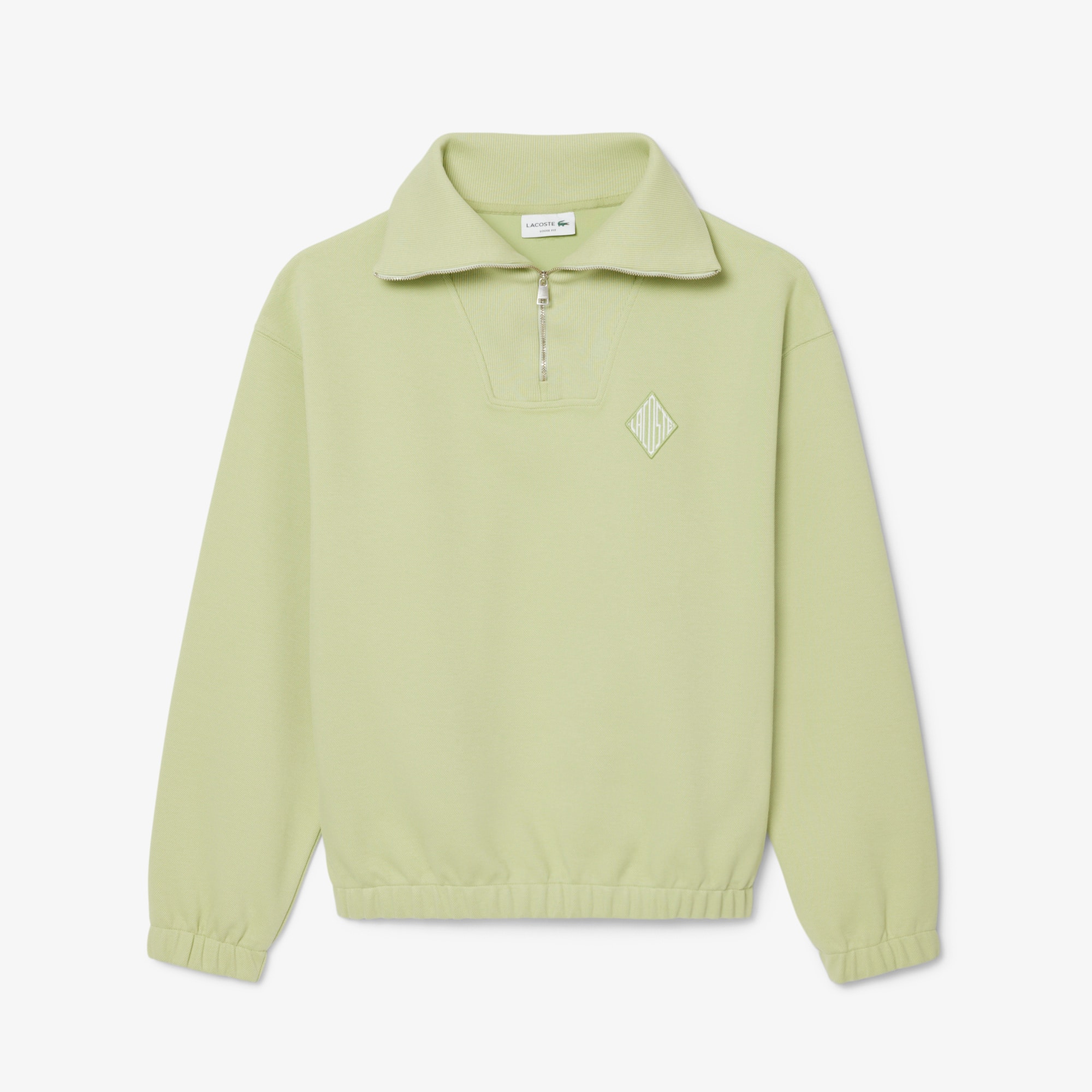 Loose Fit Zipped Neck Piqué Sweatshirt - Sweaters & Sweatshirts