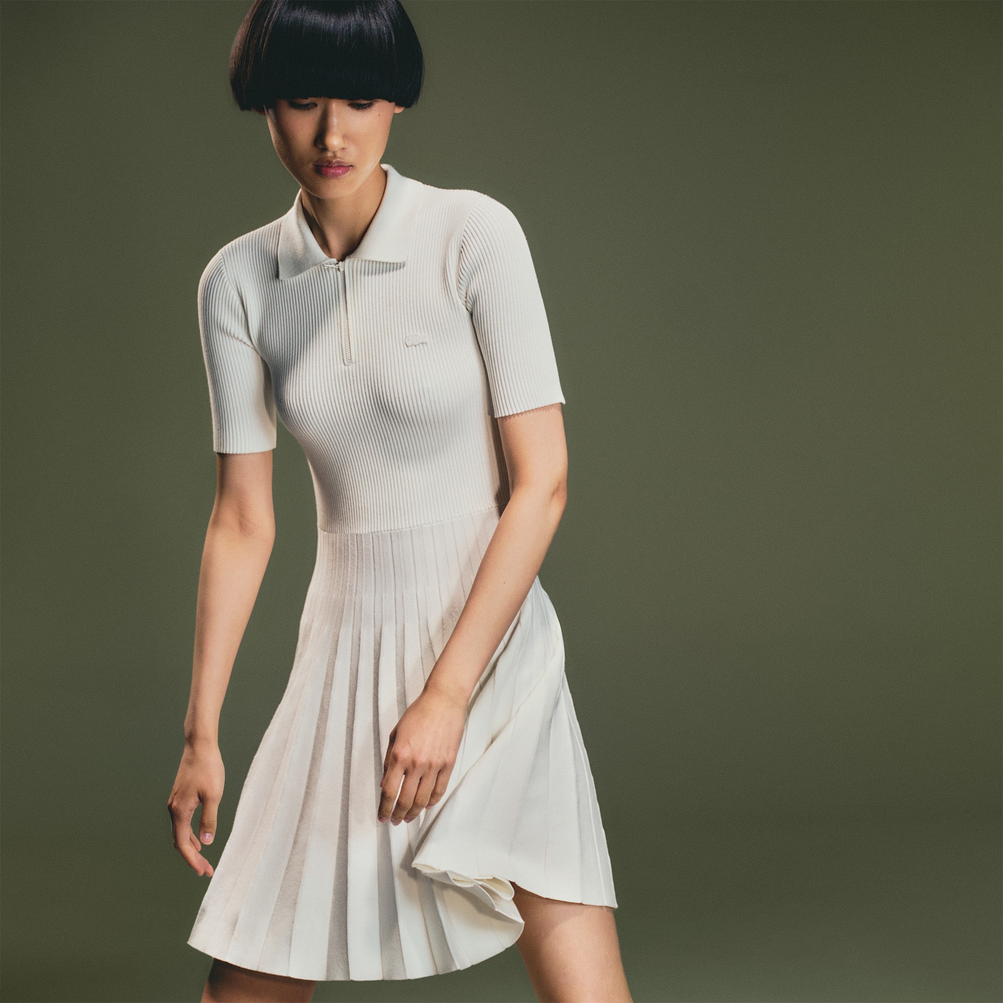 Women's Pleated Polo Collar Dress - Dresses - New In 2025