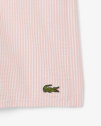 Men's Mid Length Striped Textured Swim Trunks