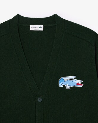 Men's Wool Crocrodile Badge Cardigan