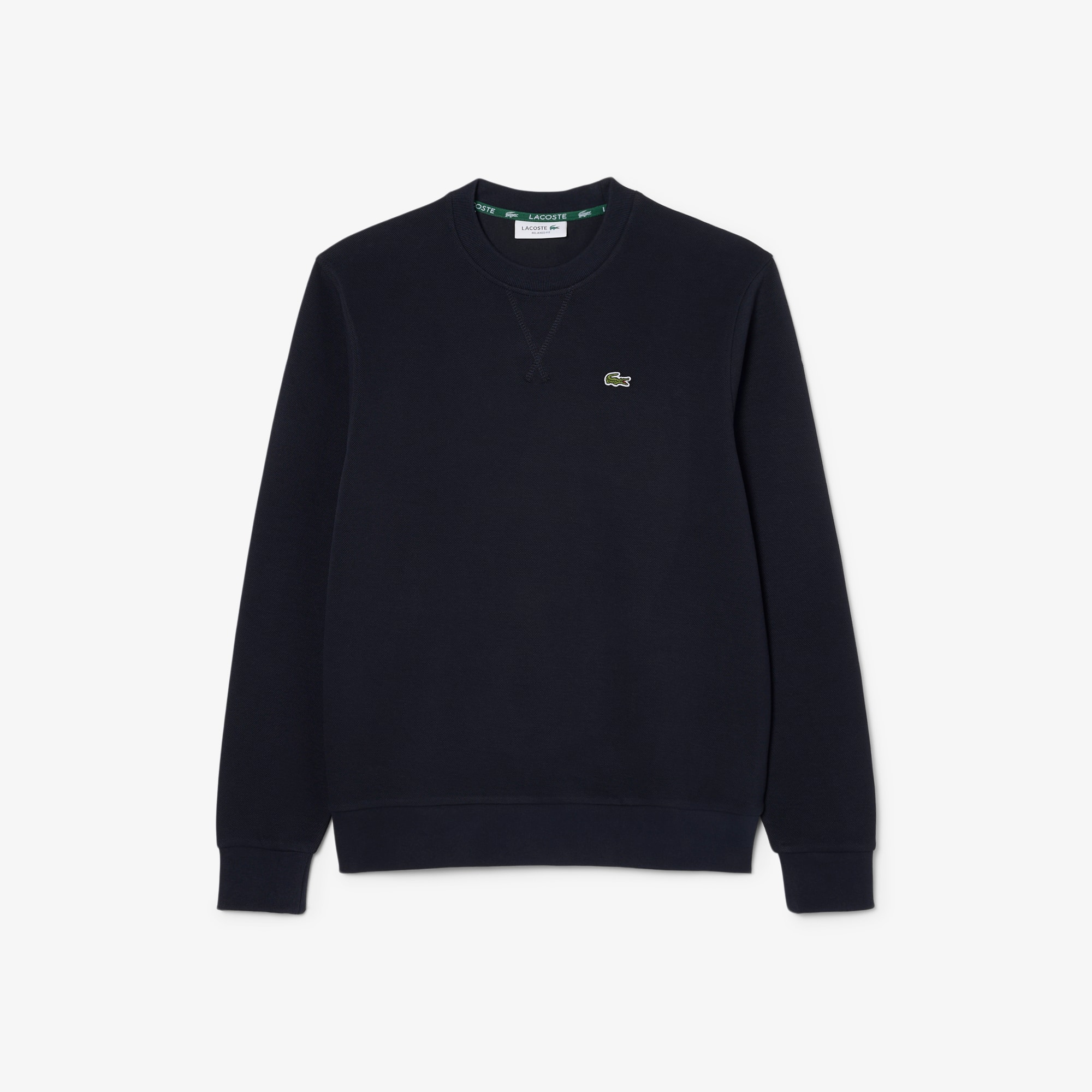 Lacoste Women's Relaxed Fit Piqué Crew Neck Sweatshirt - 36 In Blue