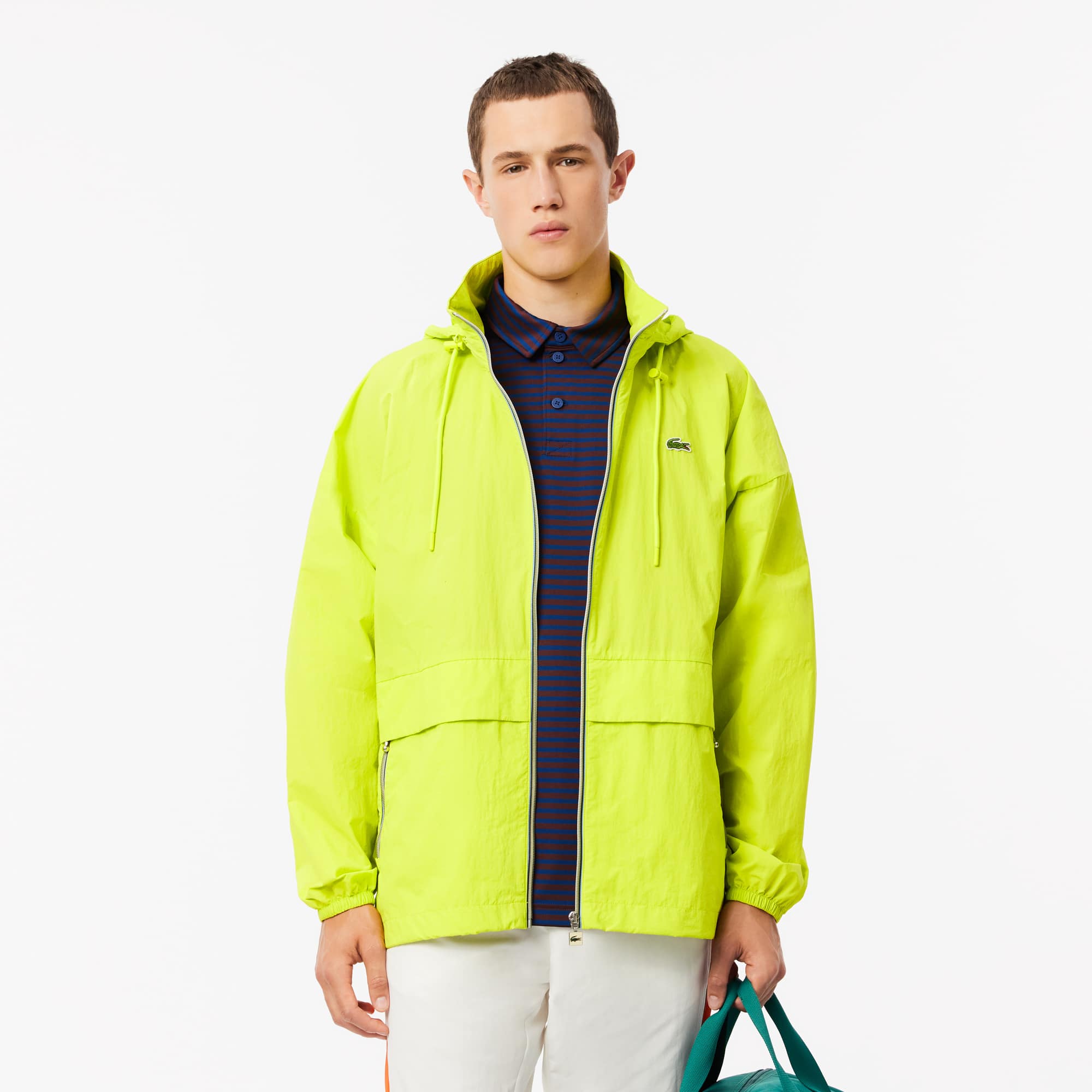 【in a row】See-Through Hood Windbreaker Men's Water-Repellent Removable Hood Windbreaker - Jackets