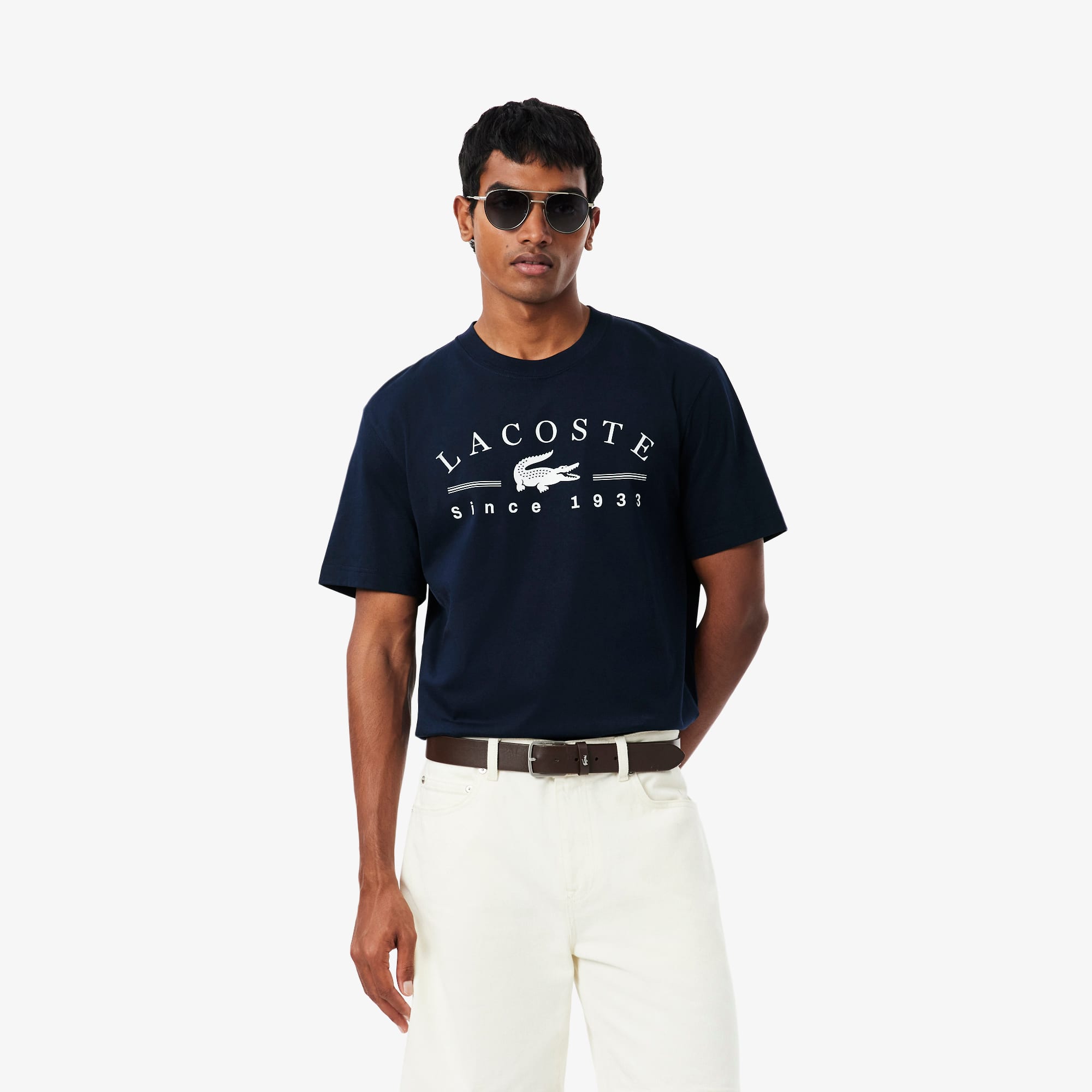 Lacoste Men's Classic-Fit Crewneck Graphic T-Shirt - Navy Blue