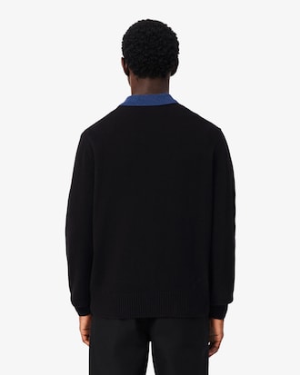 Pull en laine card&eacute;e col rond