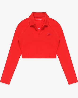 Women&rsquo;s Long Sleeve Cropped Polo Shirt