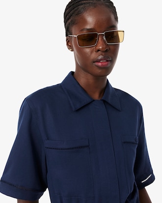 Robe chemise fluide lin m&eacute;lang&eacute;