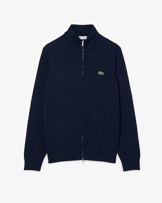 Men's Zip-Up High-Neck Cotton Sweater