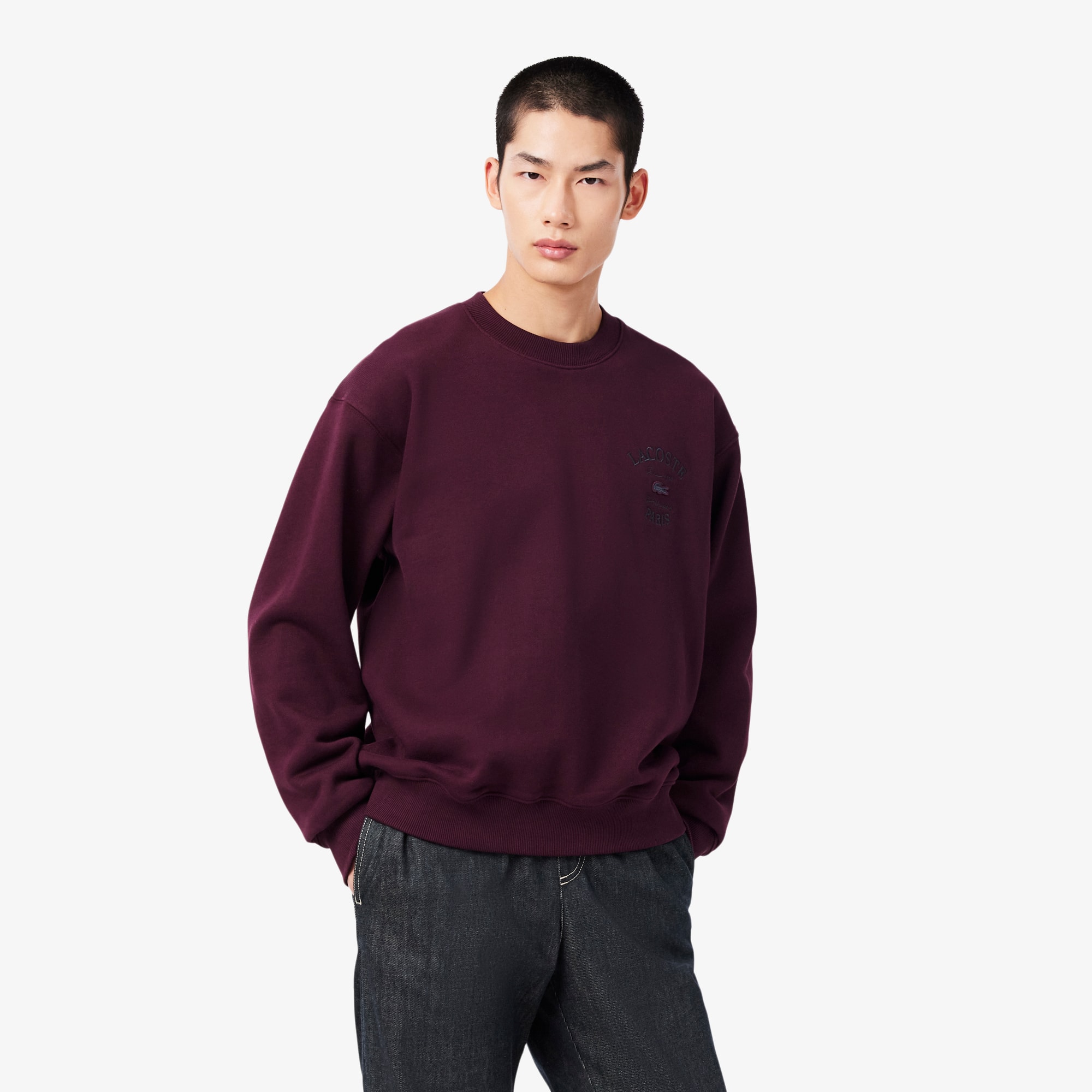 Embroidered Fleece Crew Neck Sweatshirt