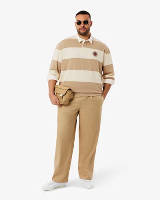 Men's Relaxed Fit Striped Rugby Polo