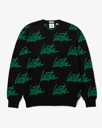 Unisex Lacoste L!VE Lettering Crew Neck Cotton Blend Sweater