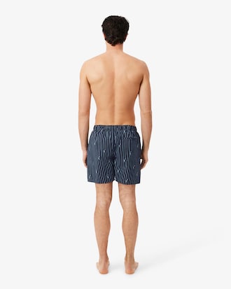 Mid Length Crocodile Print Swim Trunks