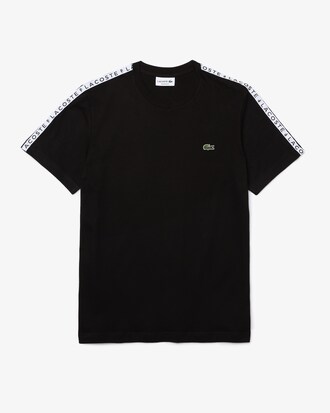 Men's Crew Neck Print Striped Cotton T-shirt