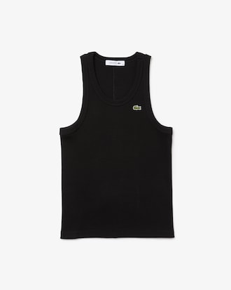 Playera sin mangas de algodón acanalado para mujer
