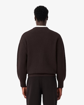 Relaxed Fit Ribbed Cotton Cardigan