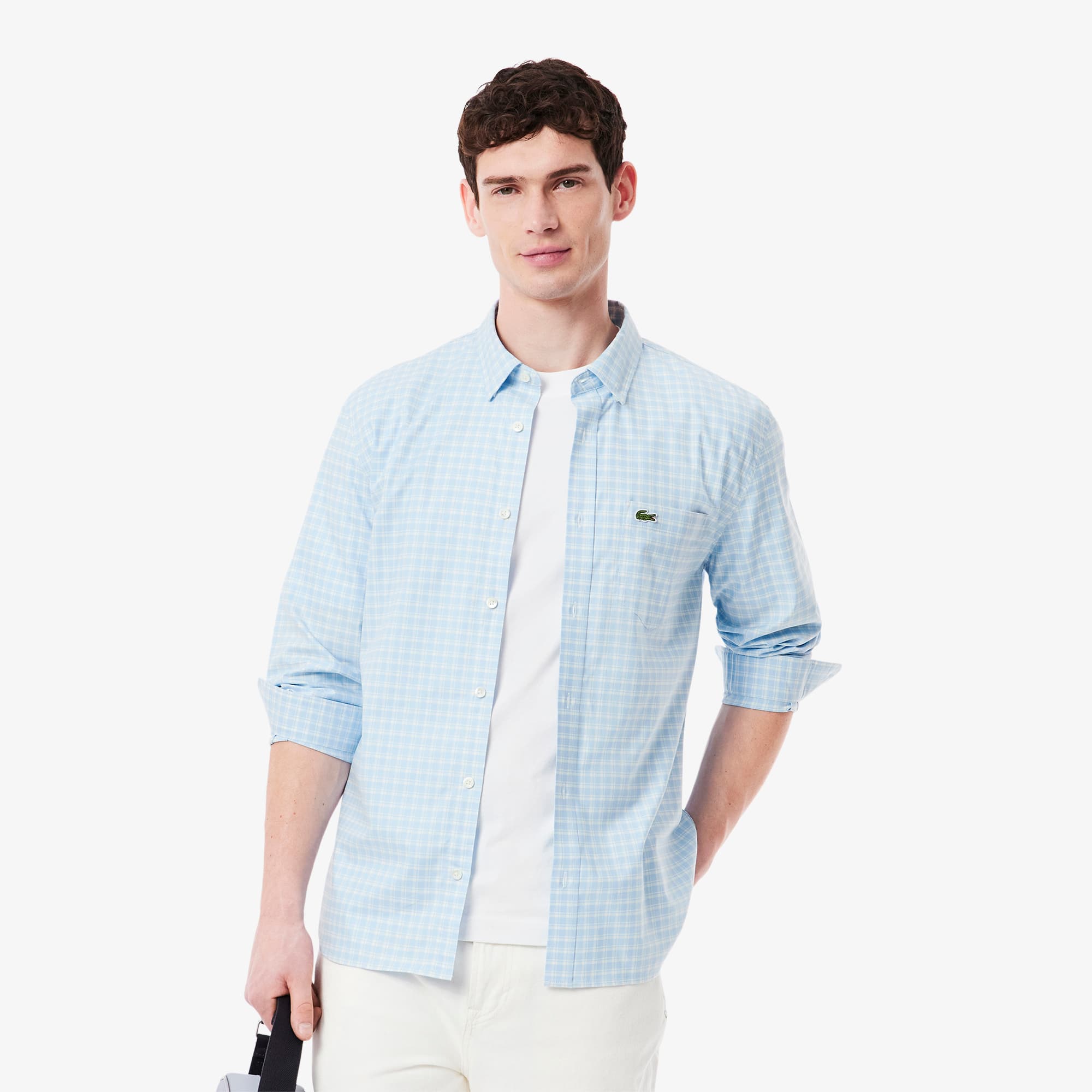 Lacoste Men's Regular Fit Stretch Plaid Shirt