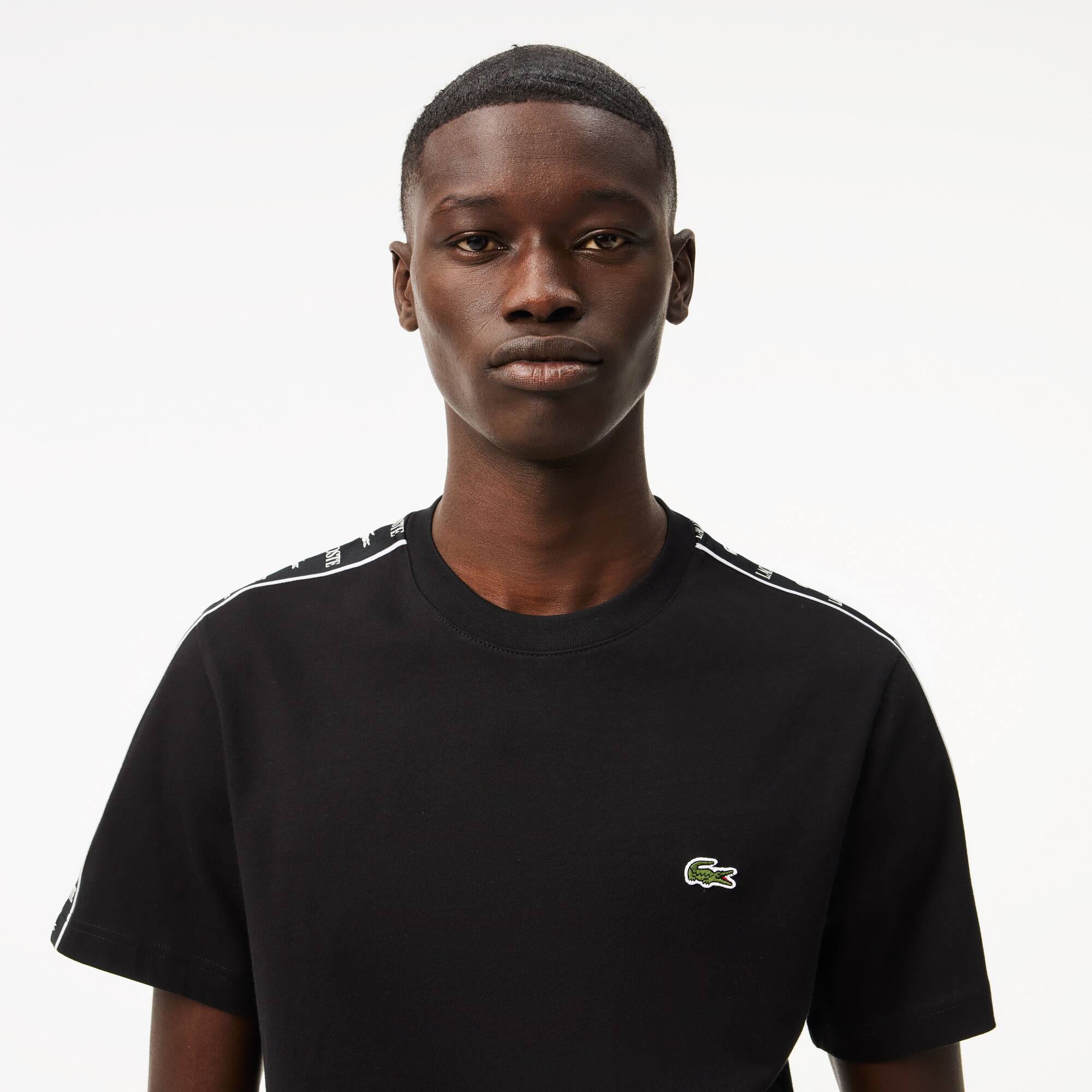 ヨッシーOUTLINE LOGO T-SHIRT / BLK Men's Logo Stripe Cotton T-Shirt - T-shirts - New In 2025