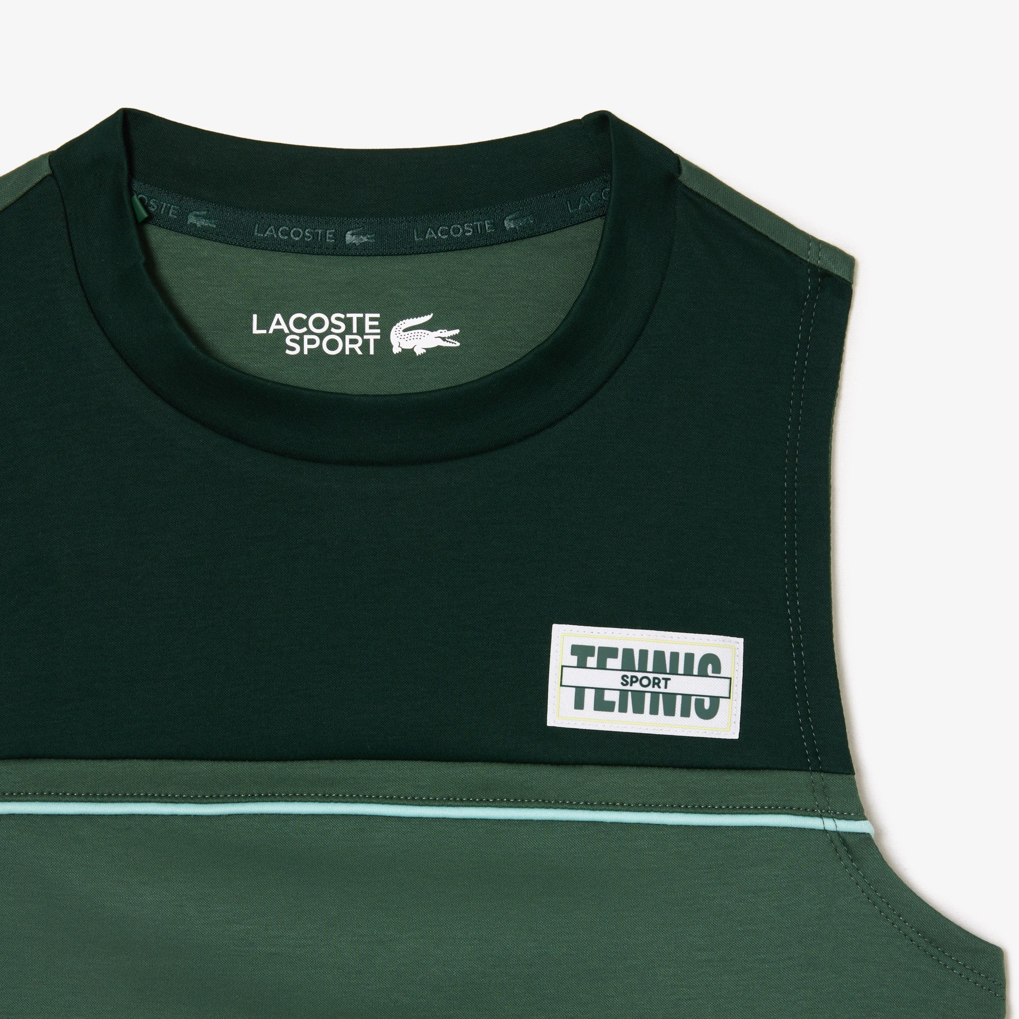 Tシャツ・カットソー Lacoste Dark Green Polyester T-Shirt Lacoste - Dark green polo shirt with minilogue 