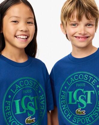 Playera infantil de algod&oacute;n con parche en contraste