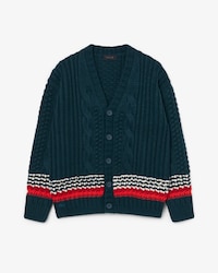 Runway Textured Stripe Wool Cardigan