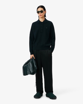 Runway Felted Wool Polo Collar Sweater