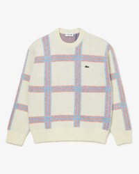 Unisex Lacoste Relaxed Fit Tartan Pattern Blend Wool Sweater