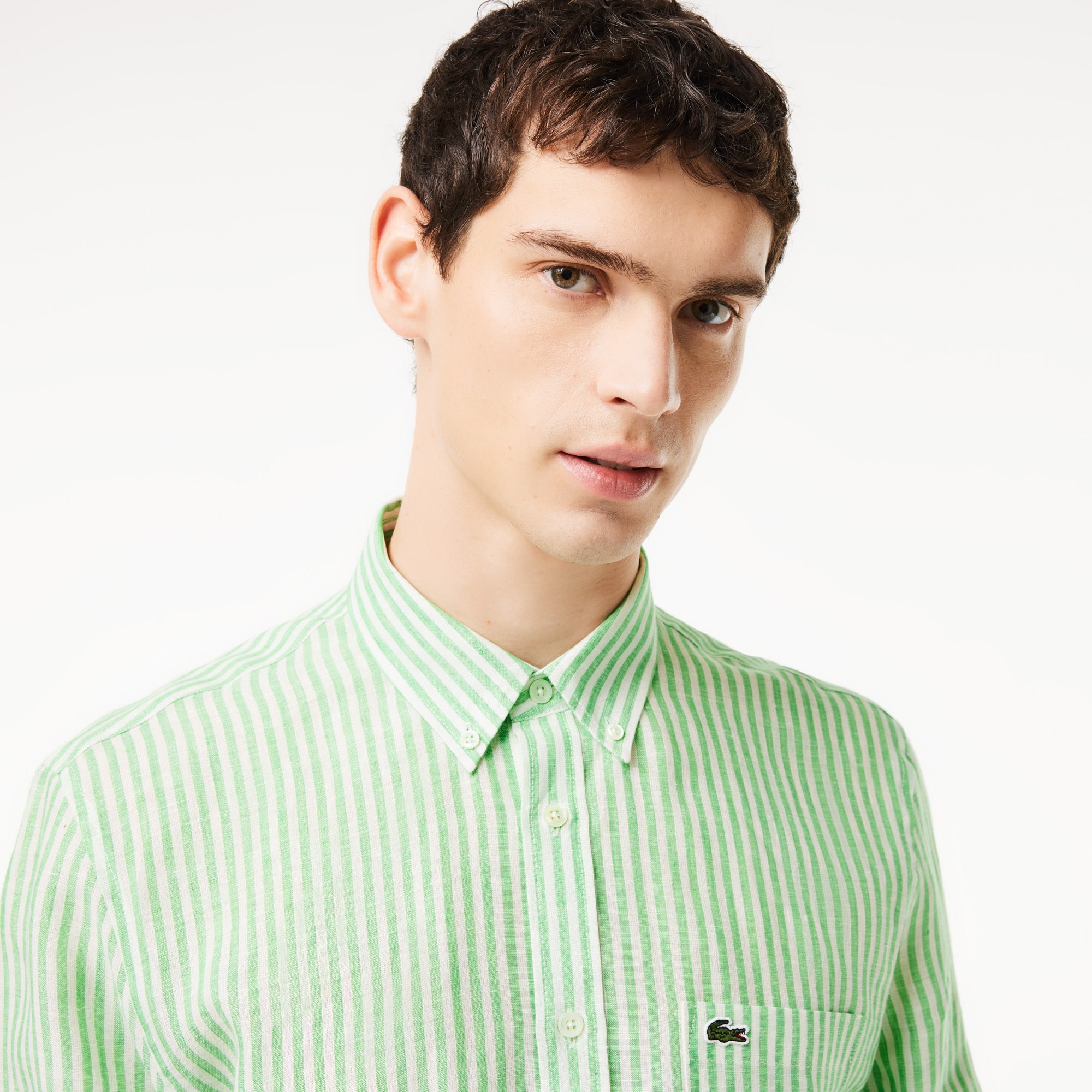 Men's Regular Fit Striped Linen Shirt - Button Down Shirts