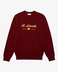 Men&rsquo;s Crew Neck Embroidered Lettered Wool And Cotton Sweater