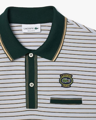 Men's Regular Fit Striped Mini Piqué Polo