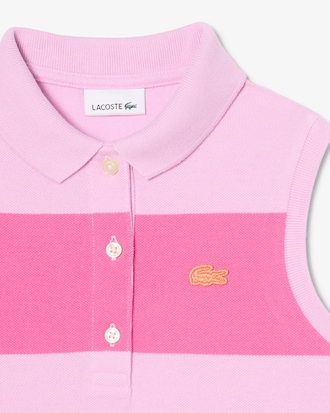 Sleeveless Striped Petit Piqu&eacute; Polo Dress