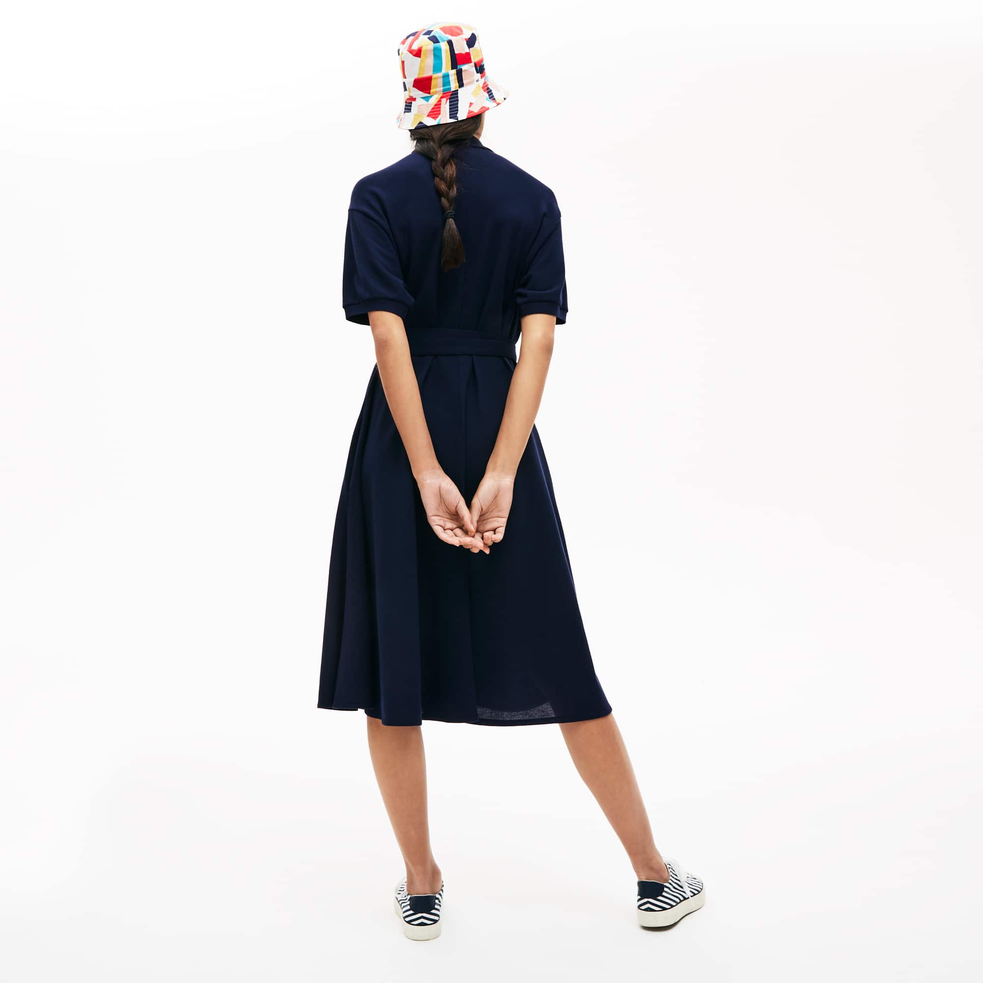 【LACOSTE】 ★ Fit & Flare Belted Polo Dress ★ Cotton 100% Women's Cotton Piqué Belted Polo Dress - Dresses & Skirts