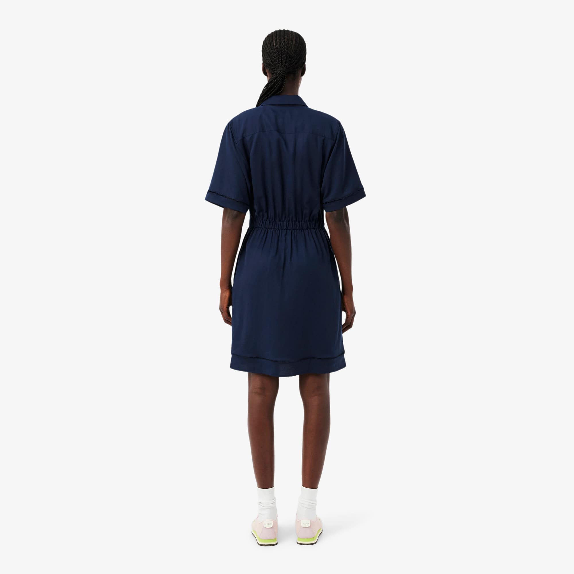 Fluid Linen Blend Shirt Dress