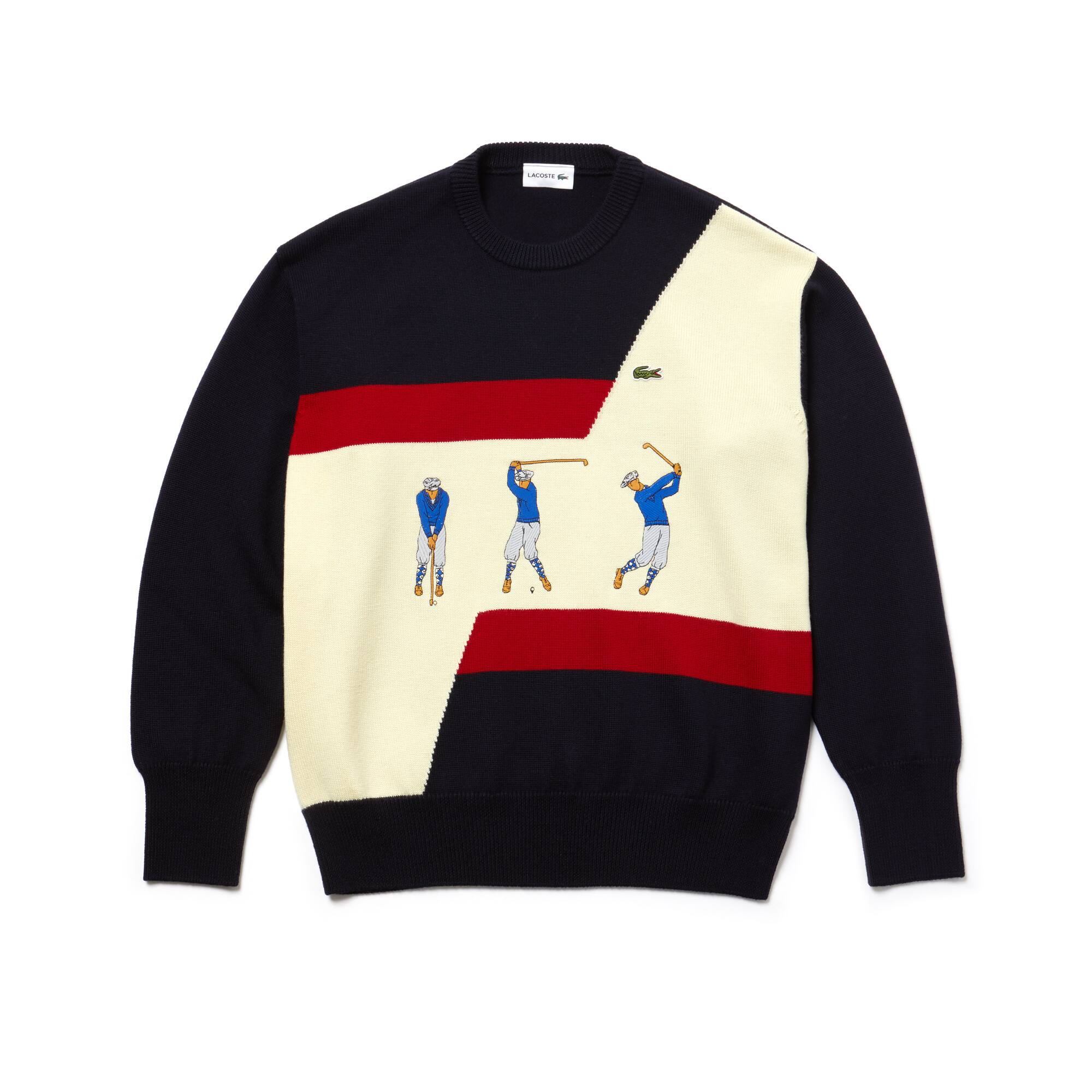 Men's Fashion Show Crew Neck Embroidered Wool Knit Sweater