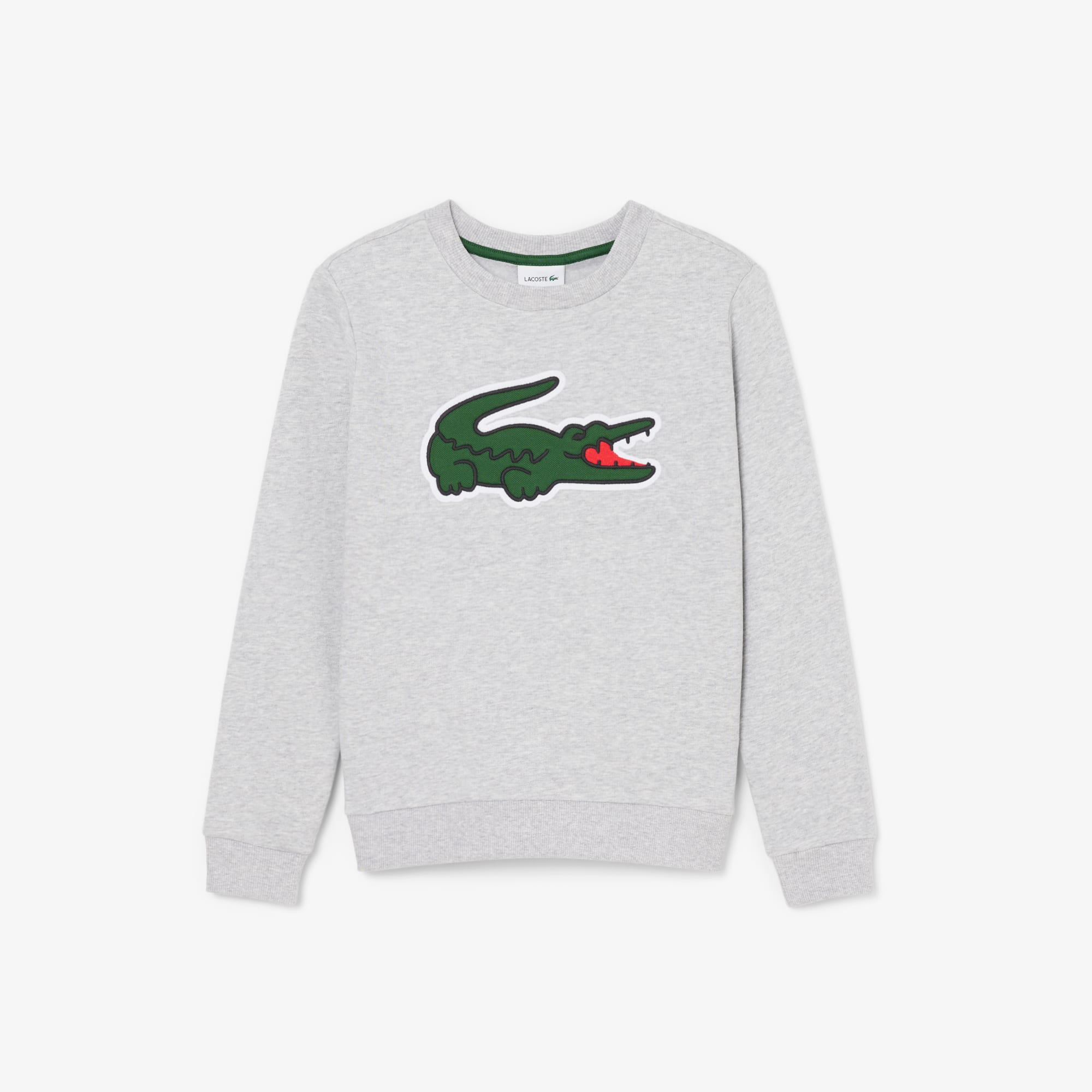 Lacoste Kids' Unisex Fleece Crocodile Hoodie - 8 Years In Gray