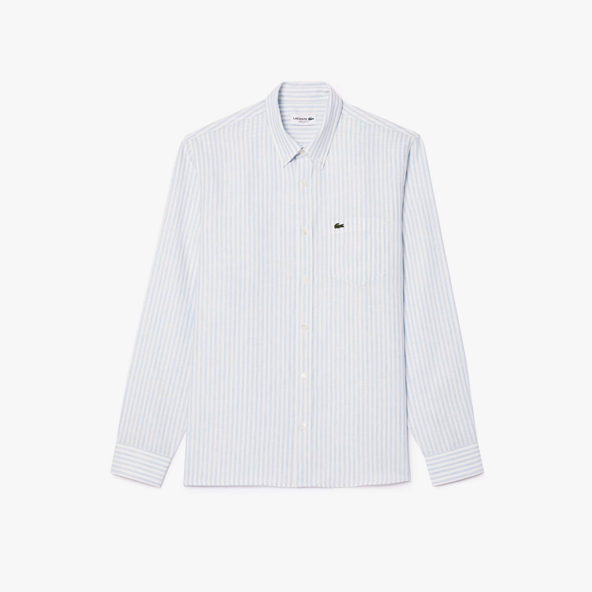 Men's Regular Fit Striped Linen Shirt - Button Down Shirts - New