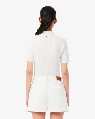 Women's Slim Fit Pointelle Branded L.12.D Polo