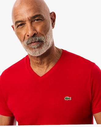 Playera ligera de algodón Pima con cuello en V para hombre