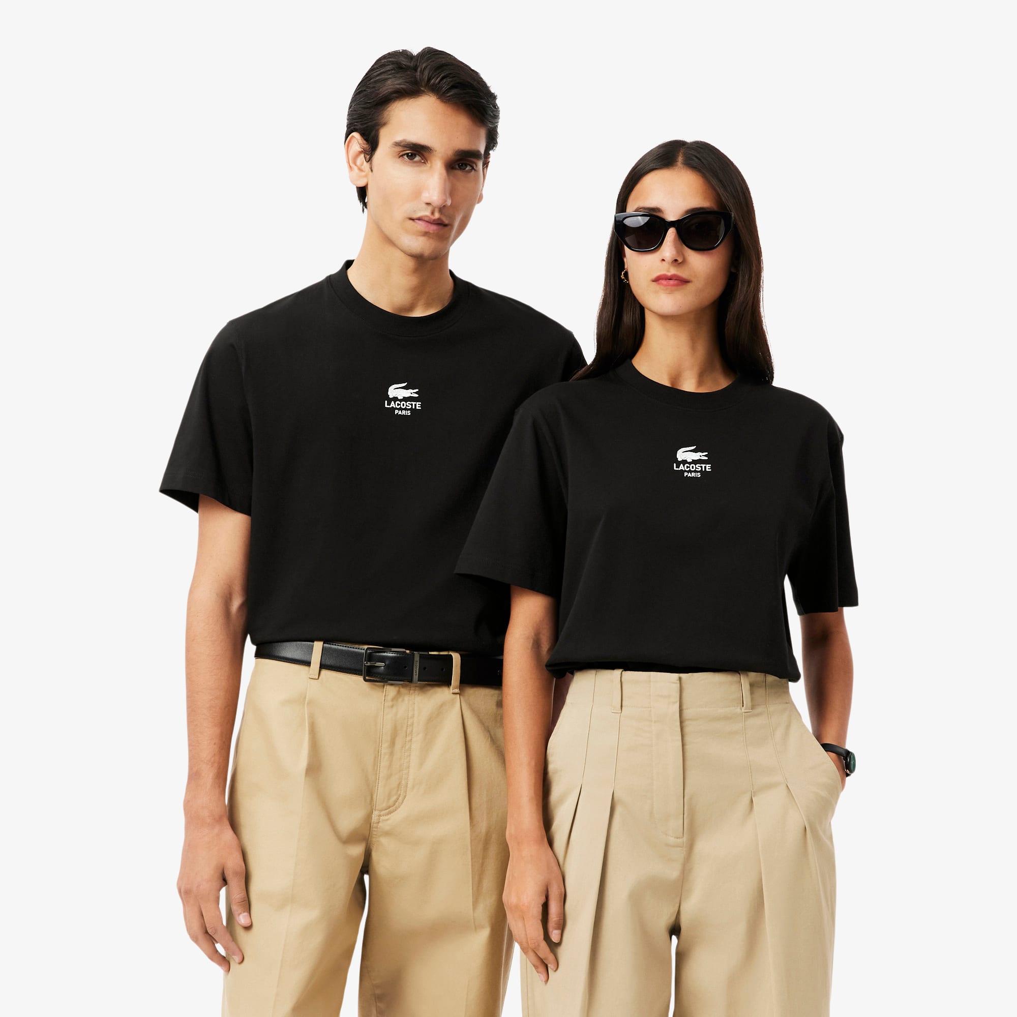 Lacoste Unisex Signature Print Cotton T-shirt - Xxl In Black