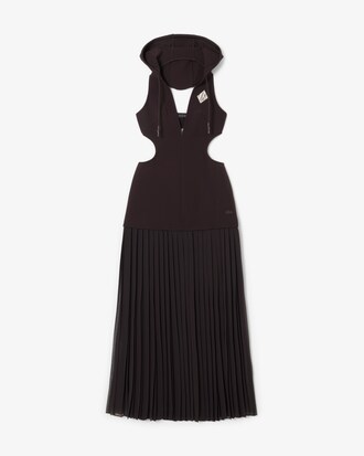 Women's Runway Long Pleated Hooded Dress