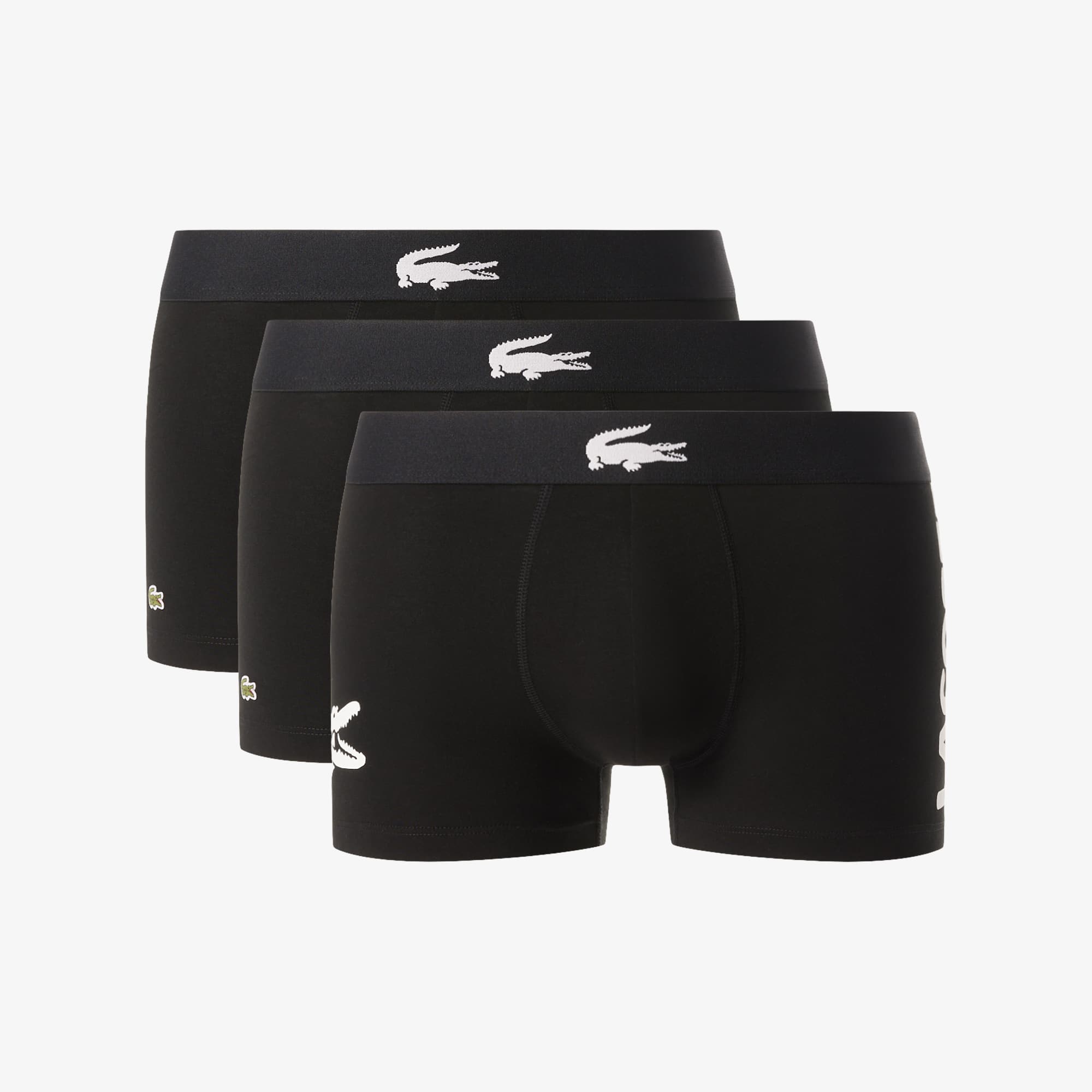 Lacoste Men's 3-pack Stretch Cotton Trunks - Xxl In Black