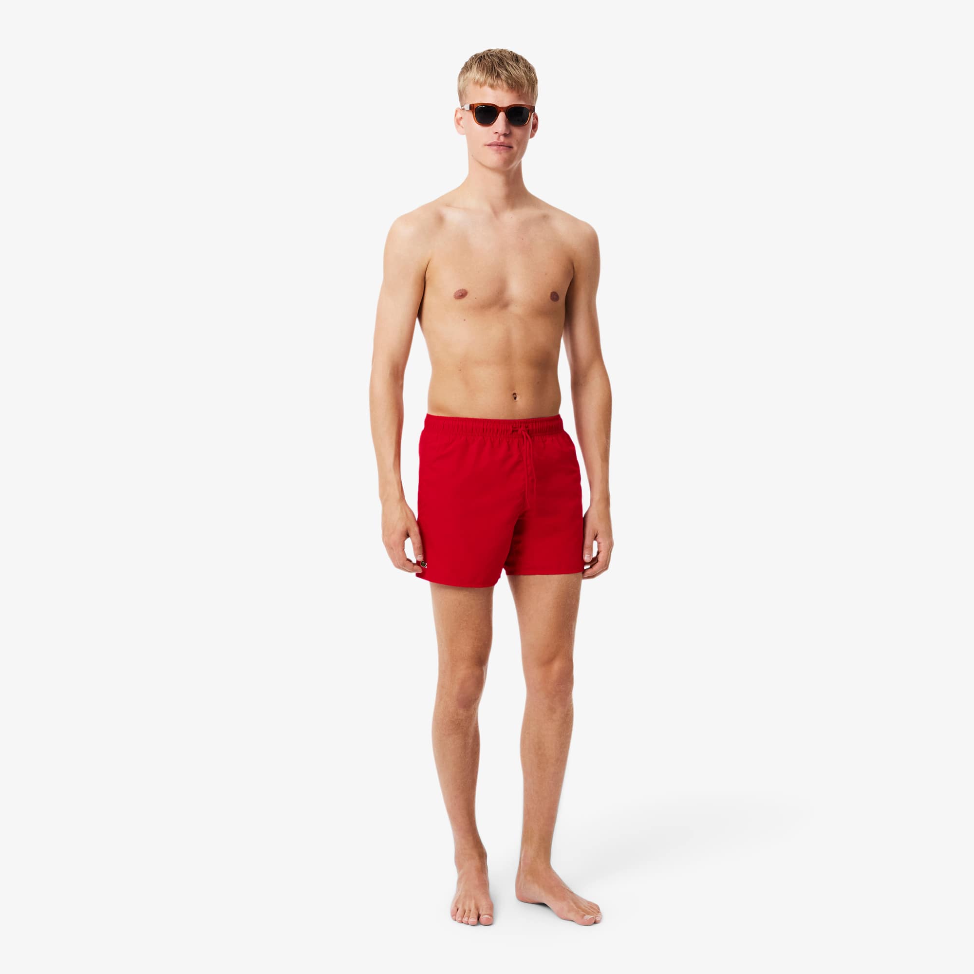 Lacoste Traje de Baño de Secado Rápido para Hombre Rojo