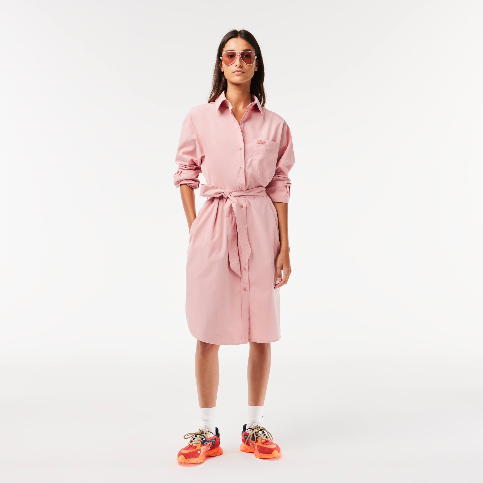 Women's Lacoste Loose Fit Cotton Poplin Shirt Dress