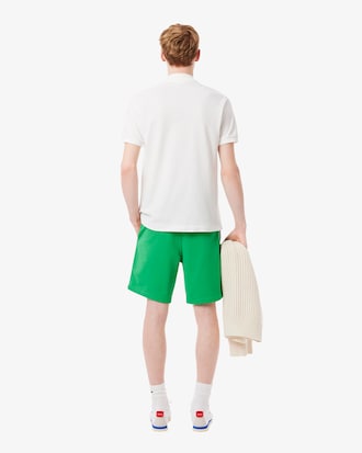 Shorts de felpa de algod&oacute;n con ribetes de marca