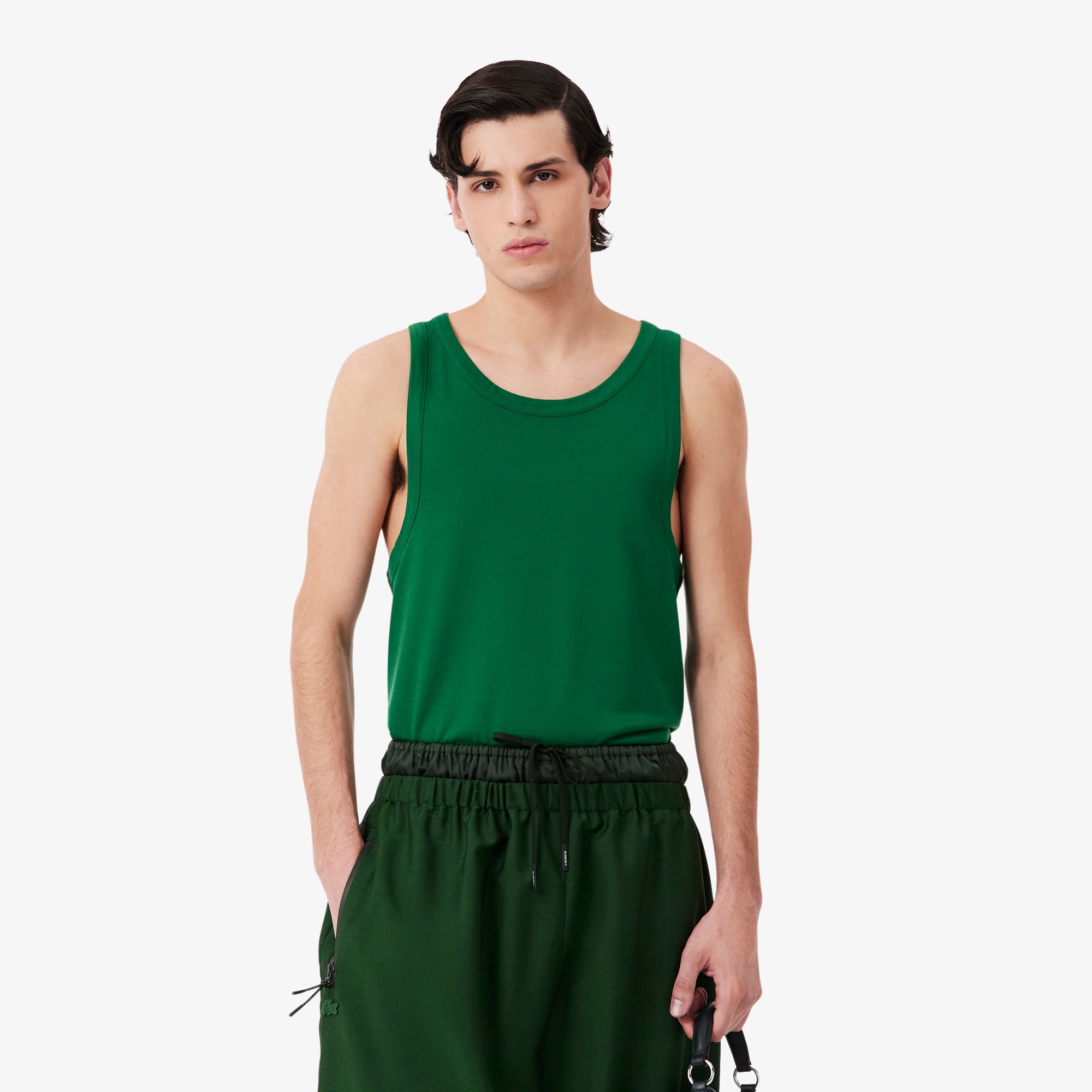 Lacoste Runway Silk Piqué Tank Top - M In Green