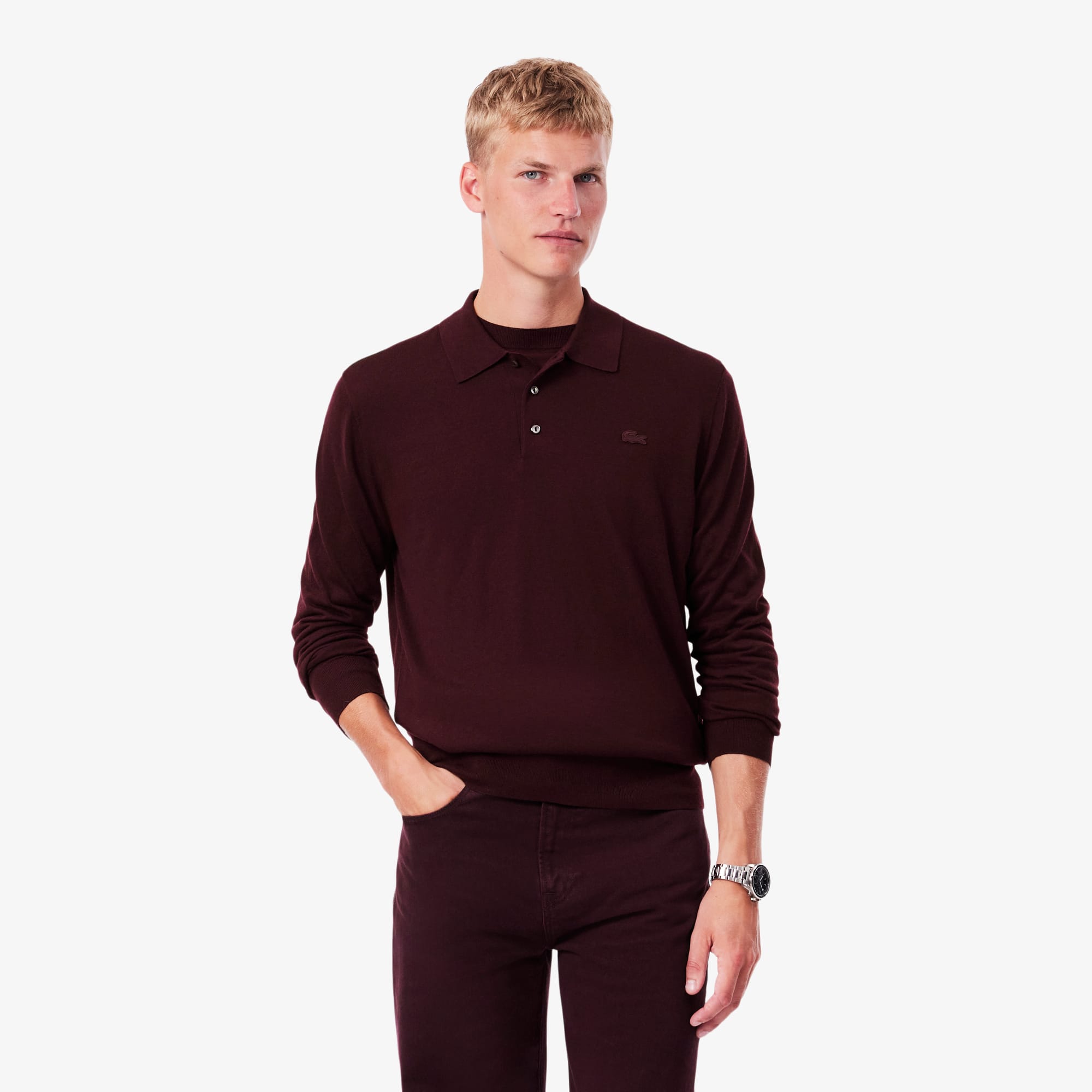 Cashmere Blend Polo Collar Sweater