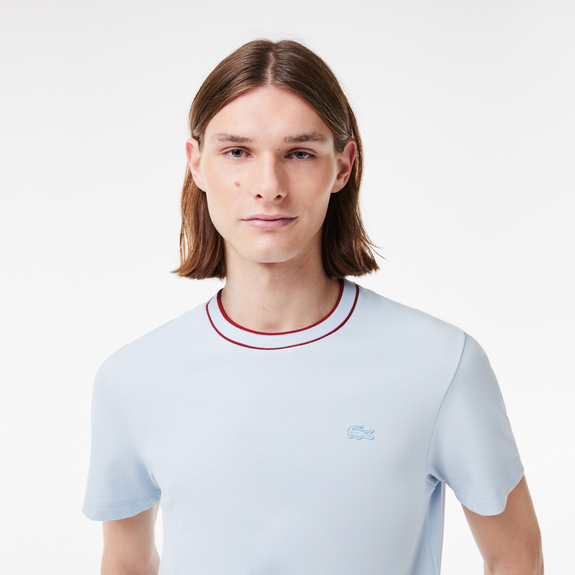 【LACOSTE】ストレッチピケTシャツ (TH8174) メンズ Lacoste Stretch Piqué Stripe T-shirt TH8174 // WHITE 70V