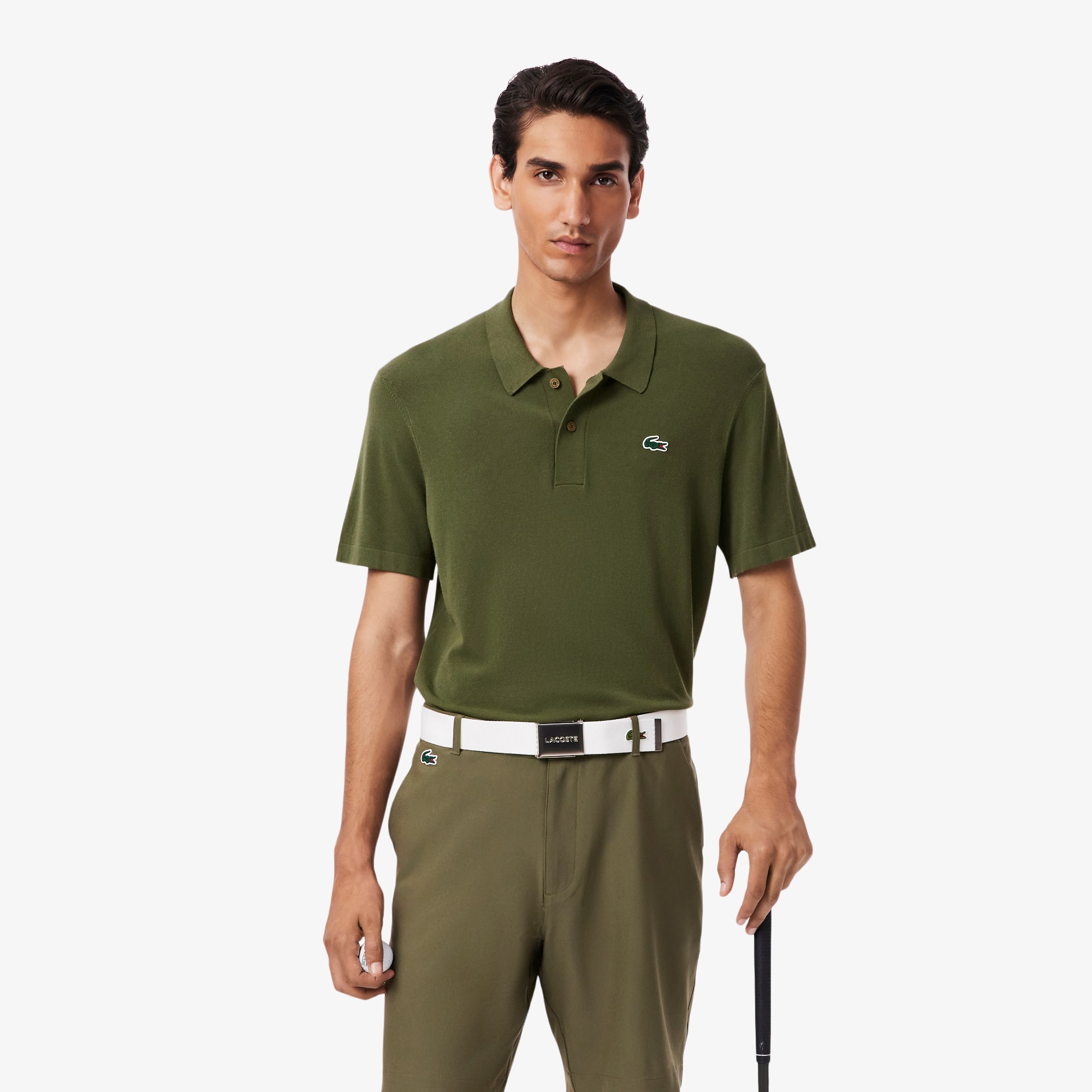 Lacoste Men's Short Sleeve Polo Collar Golf Sweater - M - 4 In Green