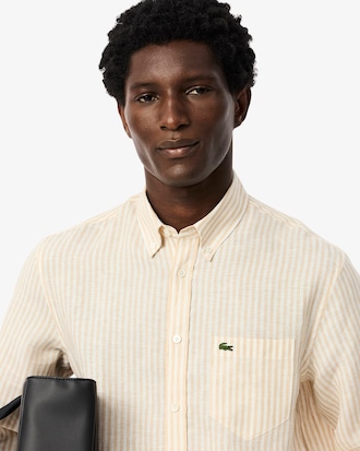 Men's Regular Fit Striped Linen Shirt